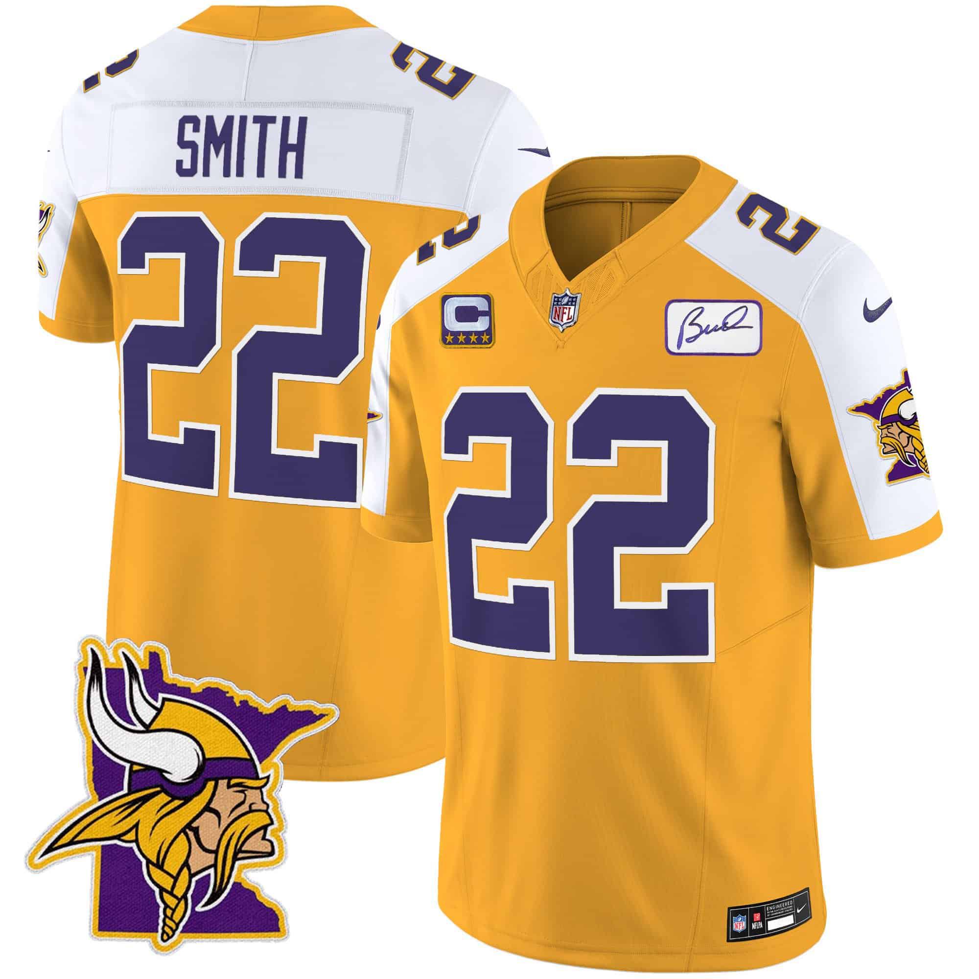 Men Minnesota Vikings #22 Smith Yellow 2024 Nike Patch Classic Limited NFL Jersey->indianapolis colts->NFL Jersey